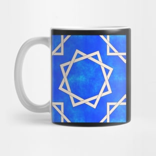 Octagrams on Blue Clouds Pattern Mug